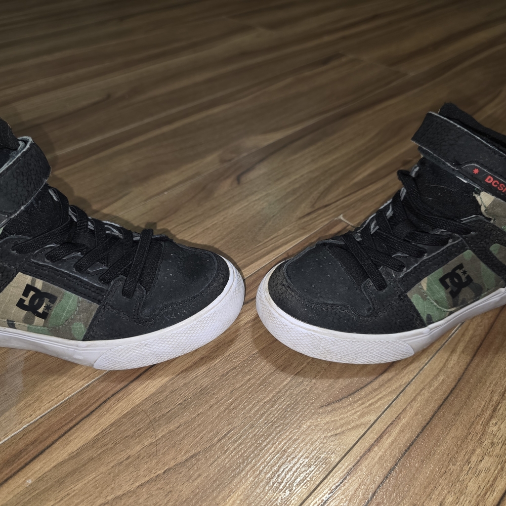 DC Kids' Black and Green High-Top Sneakers